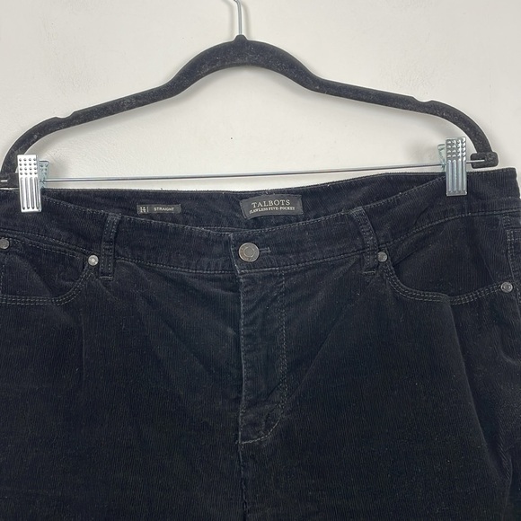 Talbots Corduroy Straight Leg Womens 14 Black 5 Pocket Plus Size Relaxed Pants - Picture 4 of 11